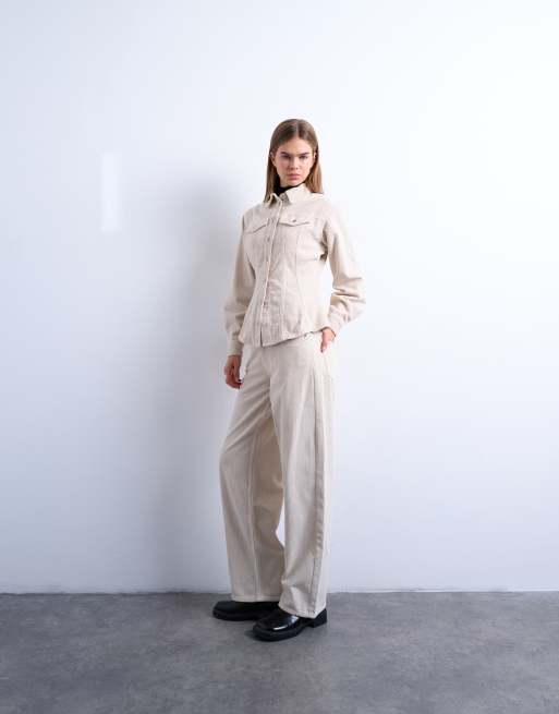 Topshop – Cinch – Vita manchesterbyxor med låg midja, 3 av 7