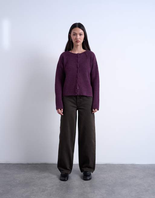 Topshop cinch-waist low rise jeans in chocolate, 3 of 7