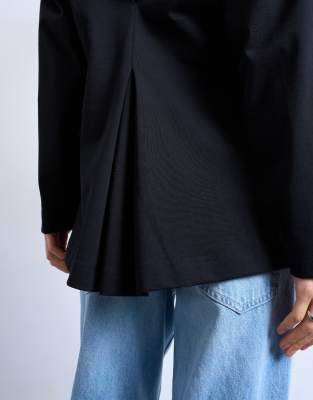 Topshop Cinch Waist Skater Tee In Black