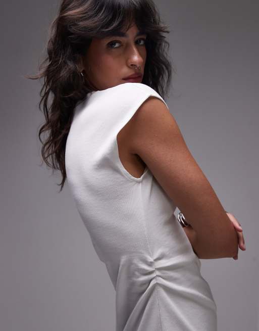 Topshop cinch waist structured mini dress in ivory, 2 of 4