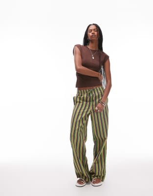 Topshop Cinch Waist Top In Brown
