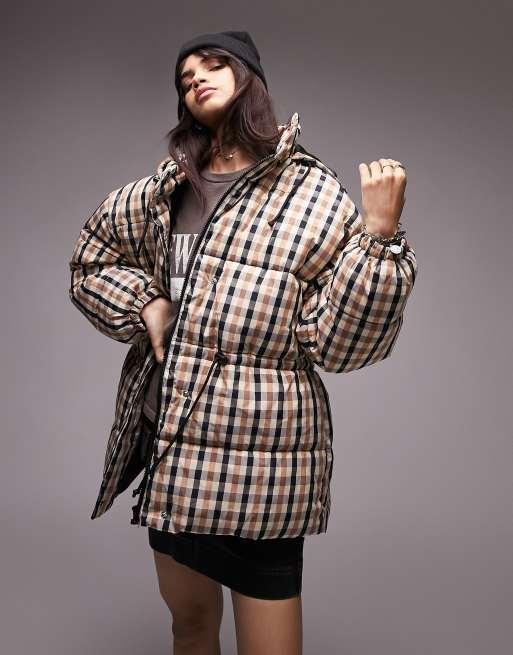 Plaid puffer clearance coat