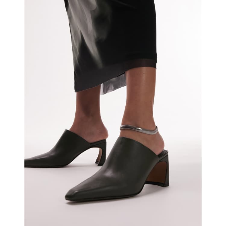 Pointed block heel on sale mules