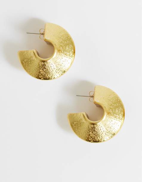 Topshop – Cindy – Strukturierte, klobige Creolen in Goldoptik - view 1