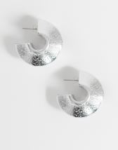 Topshop Cindy textured chunky hoop earring in silver tone