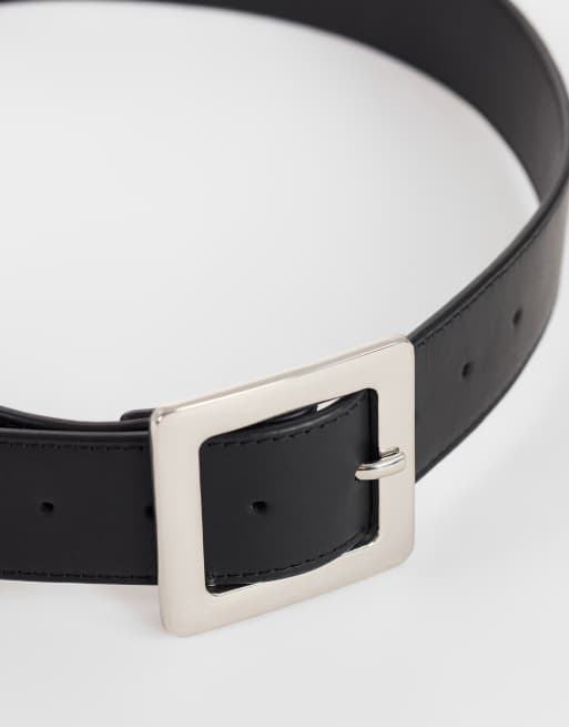Topshop - cinturón grueso de cuero auténtico negro, 2 de 3