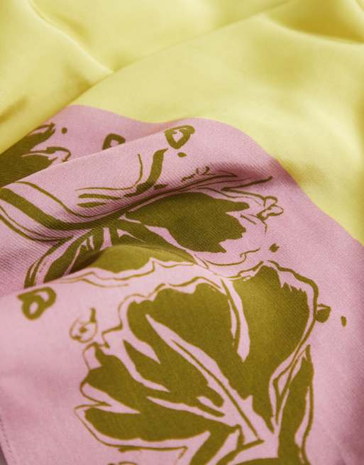 Topshop - Cinturón rosa y amarillo con estampado floral, 4 de 5