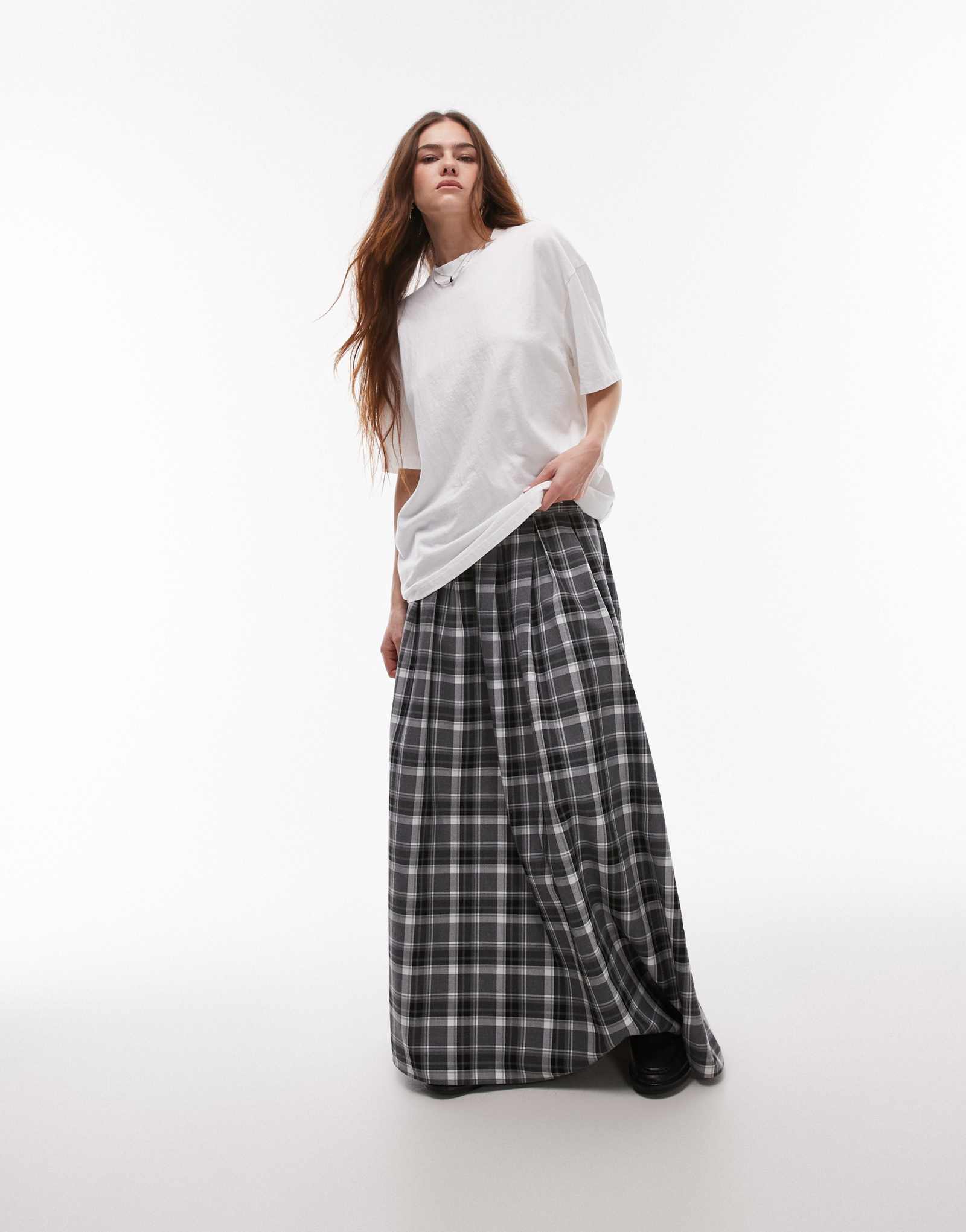 Юбка Topshop в клетку с кроем по кругу.