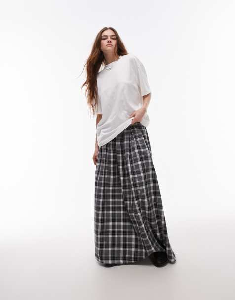 Topshop circle skirt in check print
