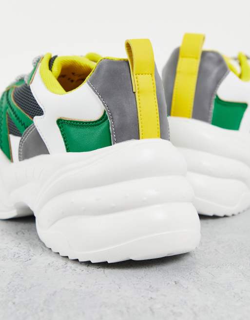Topshop city chunky trainer in green, 3 of 4
