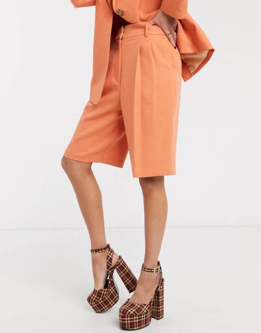 Topshop City Pantaloncini Con Cintura Color Albicocca In Coordinato Asos