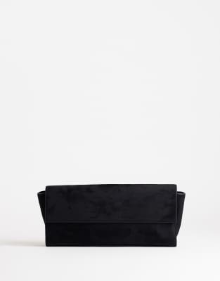 Topshop Clark Medium Suedette Fold Over Clutch Bag In Black