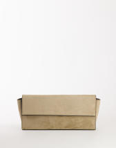 Topshop Clark medium suedette fold over clutch bag in sand