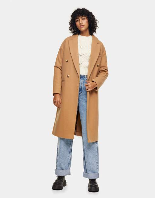 Camel coat petite topshop sale