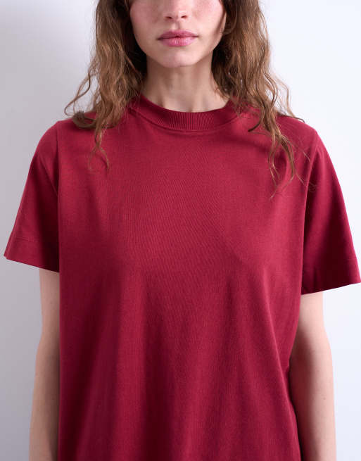 Topshop classic tee in berry red, 3 of 4