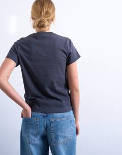 Model wearing Classic tee in charcoal