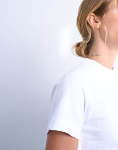 Model wearing Classic tee in white