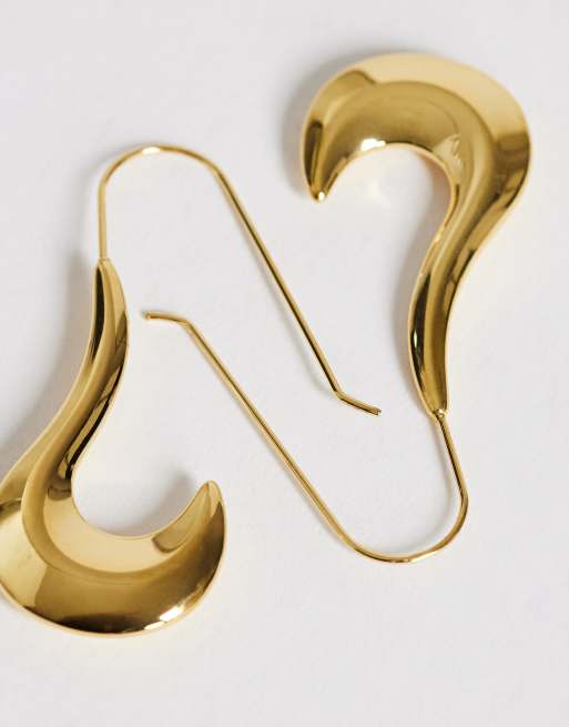 Topshop - Claudia - Boucles d'oreilles ondulées résistantes à l'eau en acier inoxydable - Doré, 4 de 4