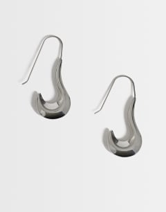 Claudia waterproof wavy drop hoop earrings in stainless silver