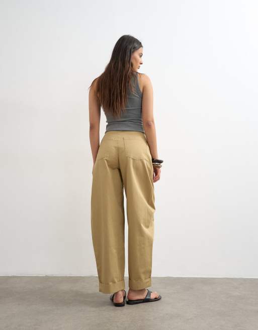 Topshop clean cargo trouser with rolled hem in tan, 3 of 5