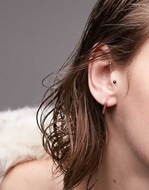 Topshop clean chunky hoop earrings in gold | ASOS