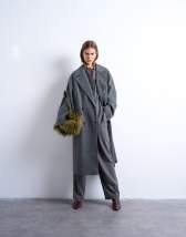 Topshop clean double breasted longline coat in charcoal