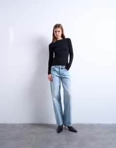 Model wearing Clean long sleeve top in black