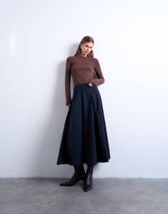 Model wearing Clean long sleeve top in chocolate brown