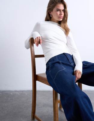 Topshop Clean Long Sleeve Top In White