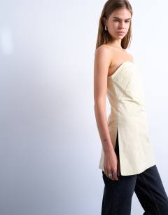 Clean longline tunic bandeau top in taupe