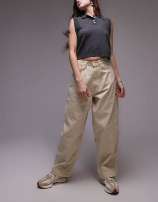 clean pull on cargo pants in beige-Neutral