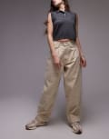 [Topshop] Topshop clean pull on cargo pants in beige-Neutral 16 Beige