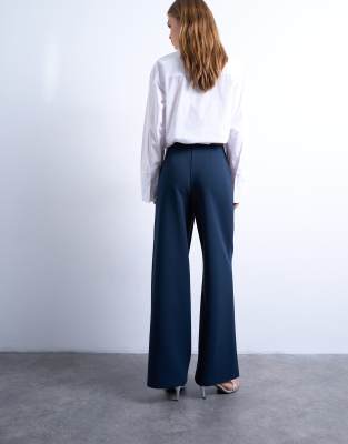 Topshop Clean Pull On Tailored Pants In Blue