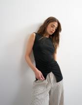 Topshop clean ruched tank in black