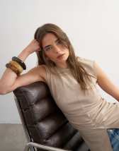 Topshop clean ruched tank in oat