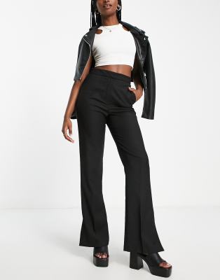 Topshop clean split hem flare in black - ASOS Price Checker