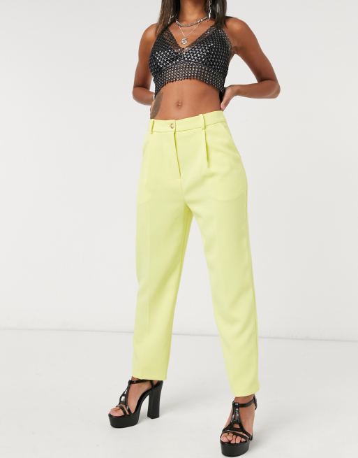 Topshop clean straight trousers in lemon | ASOS