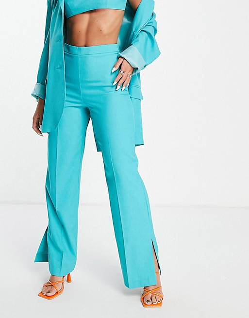 Topshop clean tailored pants in turquoise (part of a set)