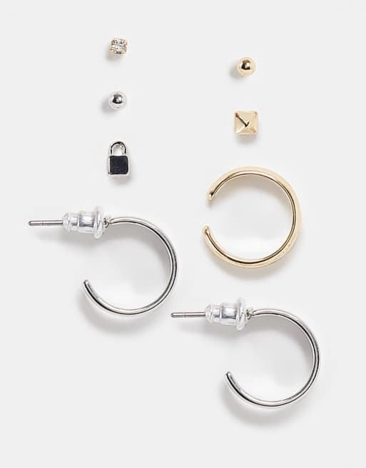 Topshop - Clear Ear Party - Confezione multipack da 8 orecchini oro