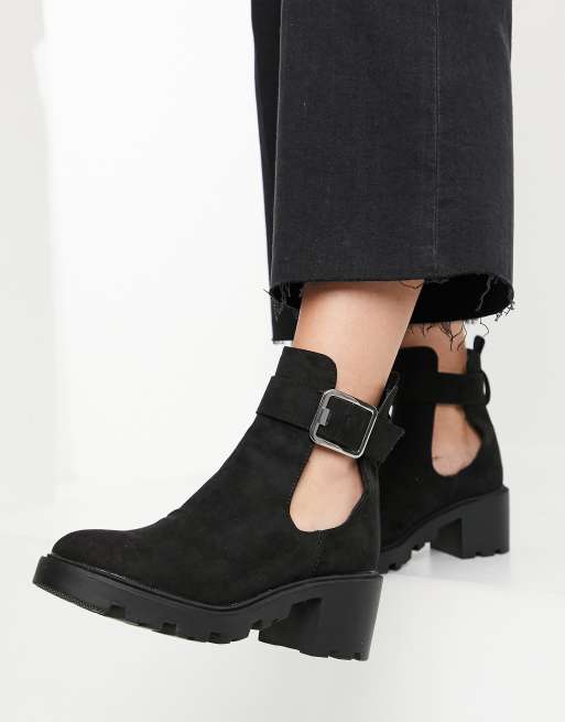 Black cut out heel boots sale