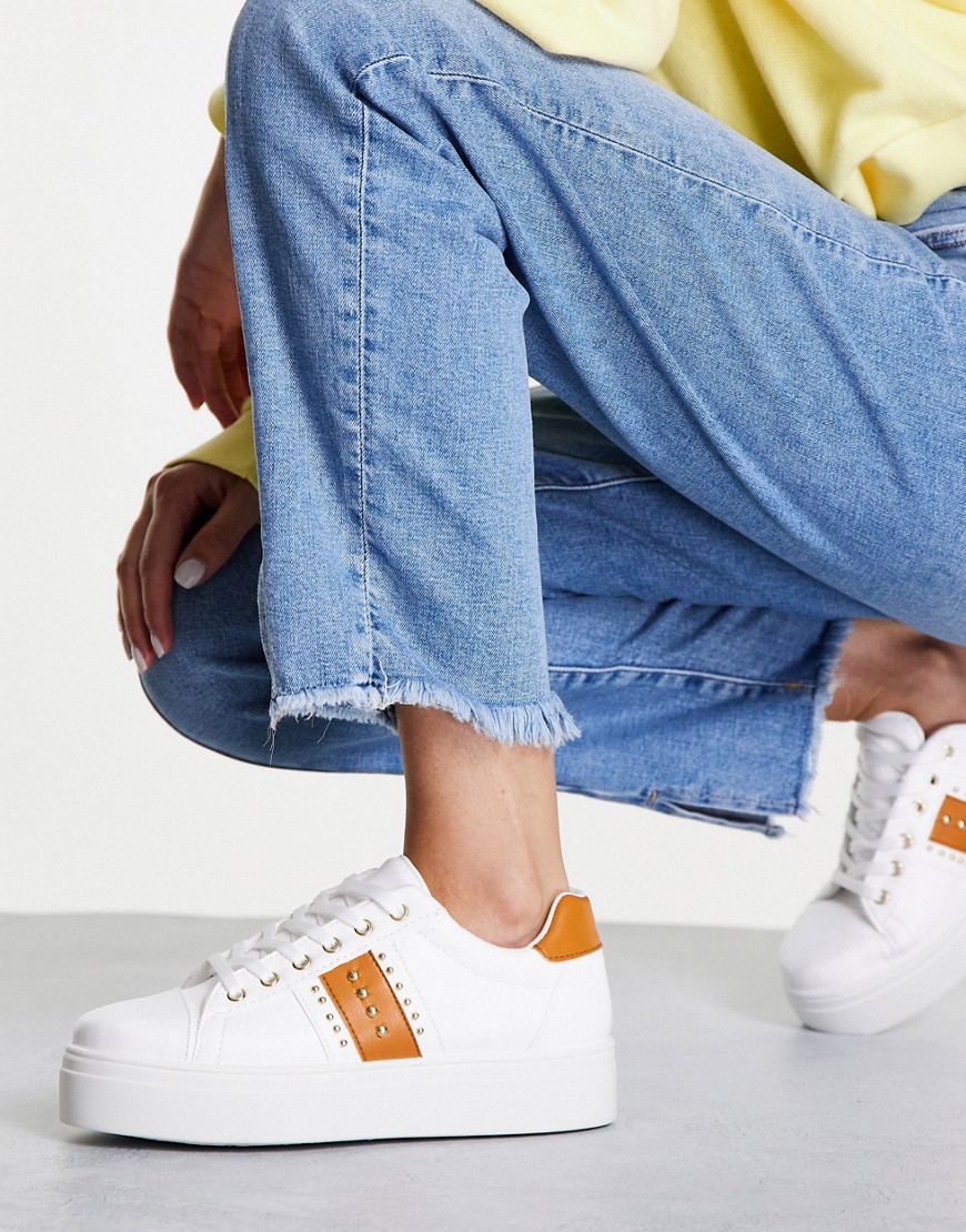 Topshop Clementine studded sneakers in orange