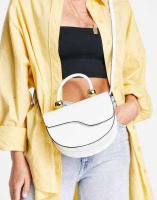 Topshop Cleo croc crossbody bag-White