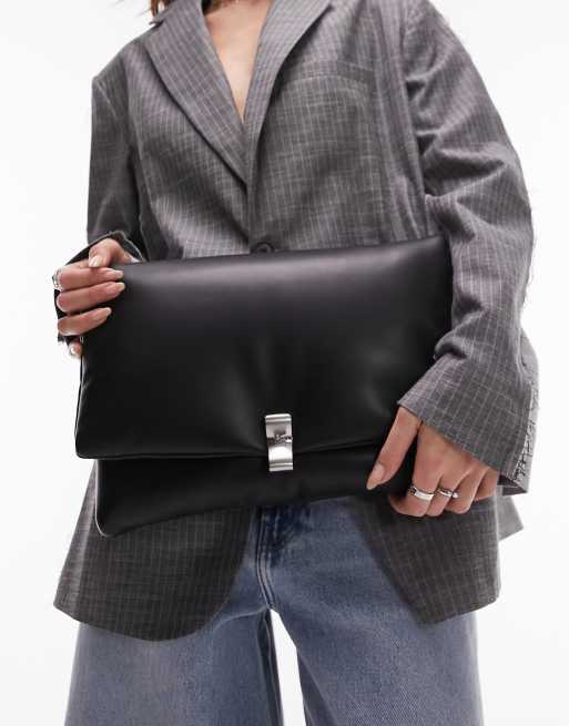 Topshop - Cleo - Oversized gewatteerde clutch tas in zwart, 3 van 4
