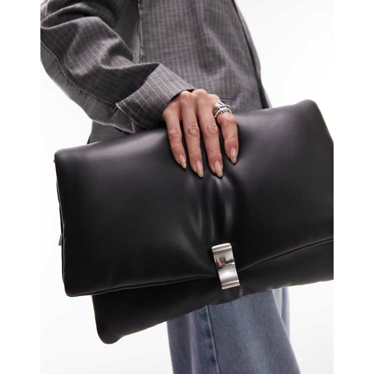 Fashion Men Clutch Bag PU Leather Bag Classic Black Large Capacity Envelope  Bag