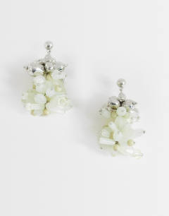Cleo semi precious beaded drop earring in sage and silver