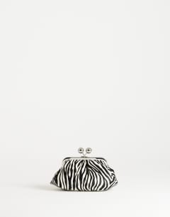 Clover hair on real leather clutch bag in zebra