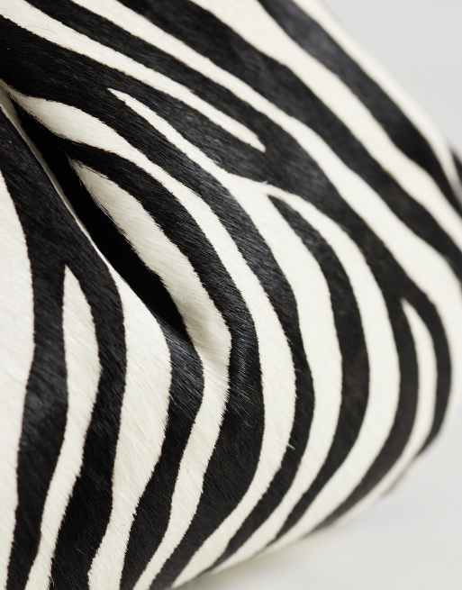 Topshop Clover hair on real leather clutch bag in zebra, 2 of 4