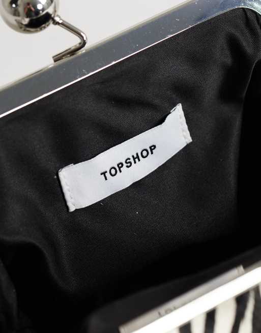 Topshop Clover hair on real leather clutch bag in zebra, 4 of 4