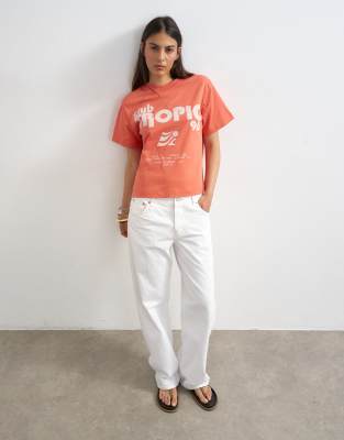 Topshop Club Tropic graphic boxy tee in red