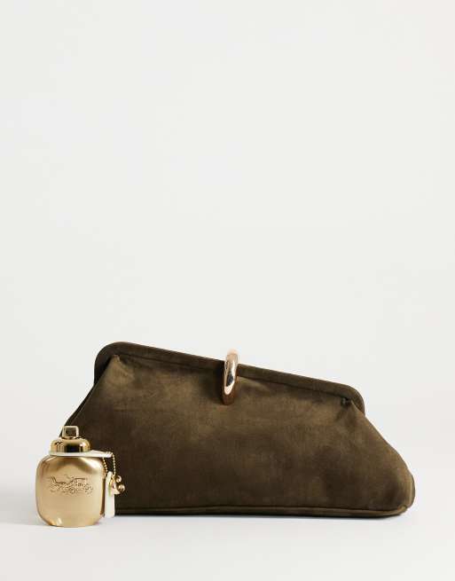 Topshop - Clutch mediano Carlie con herrajes en caqui, 2 de 4
